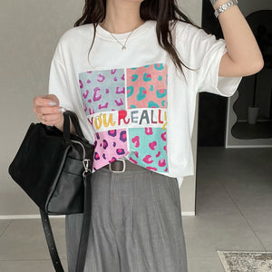 レオパードミックスプリントTシャツ