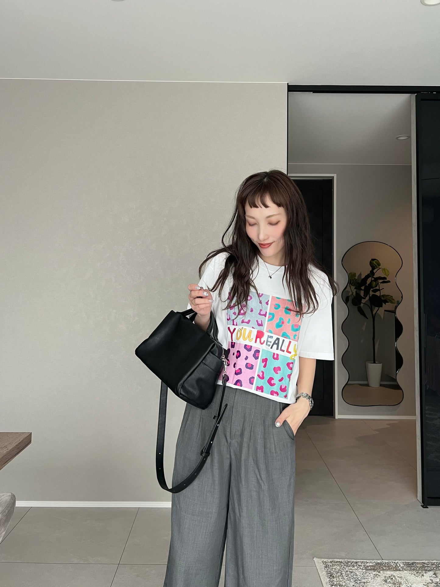 レオパードミックスプリントTシャツ