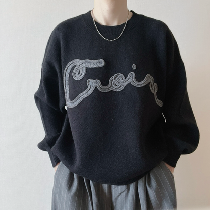 刺繍ロゴニット