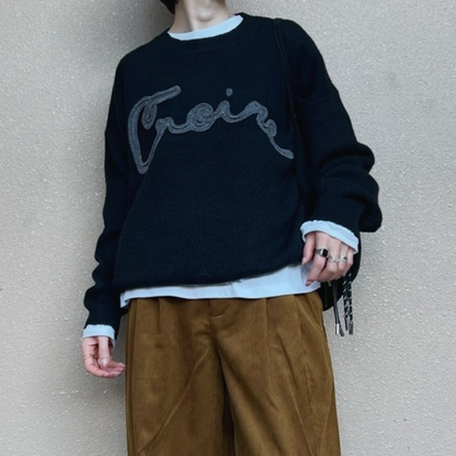刺繍ロゴニット