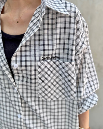 Don't look Back バックロゴ刺繍 チェックシャツ