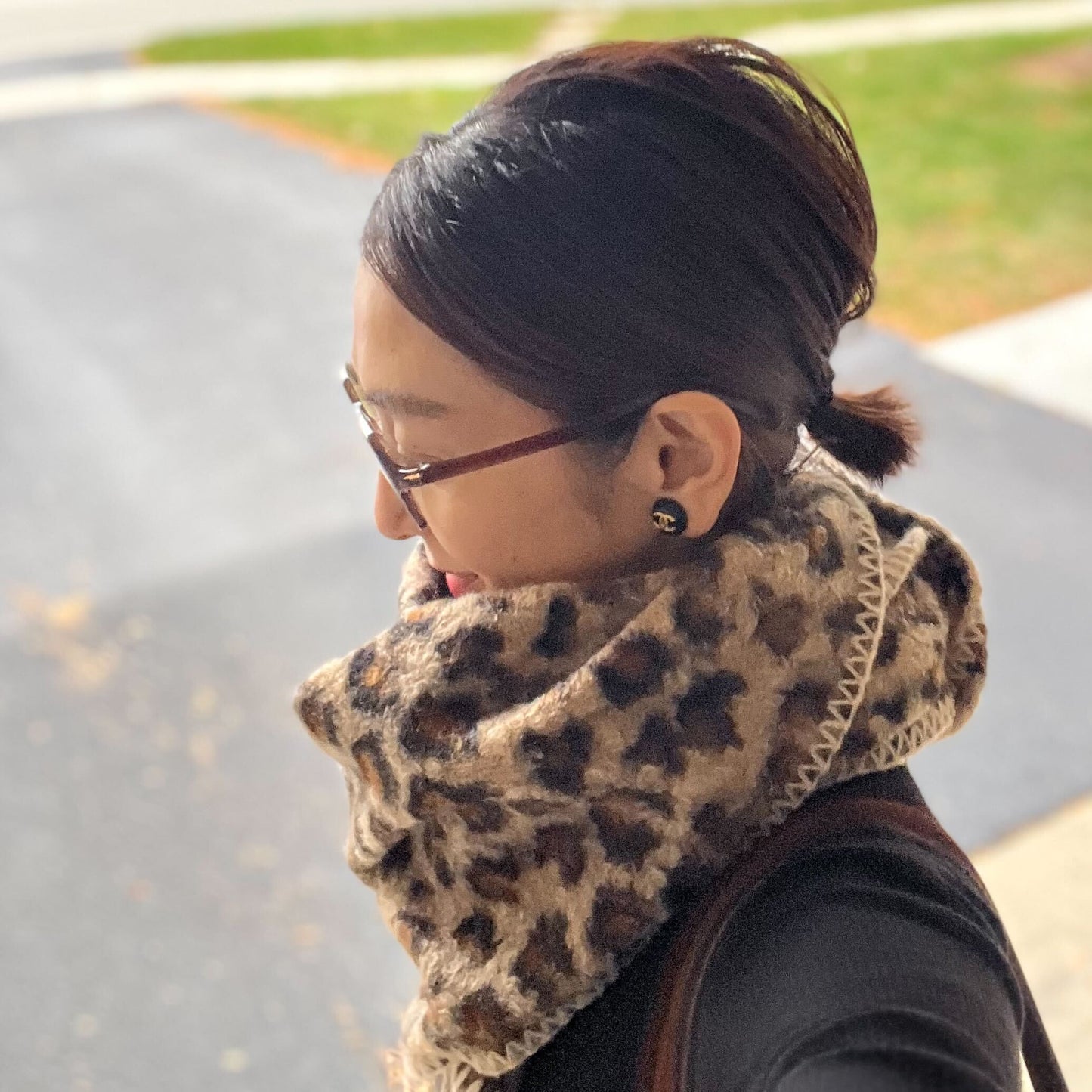 レオパード柄ボアマフラースカーフ