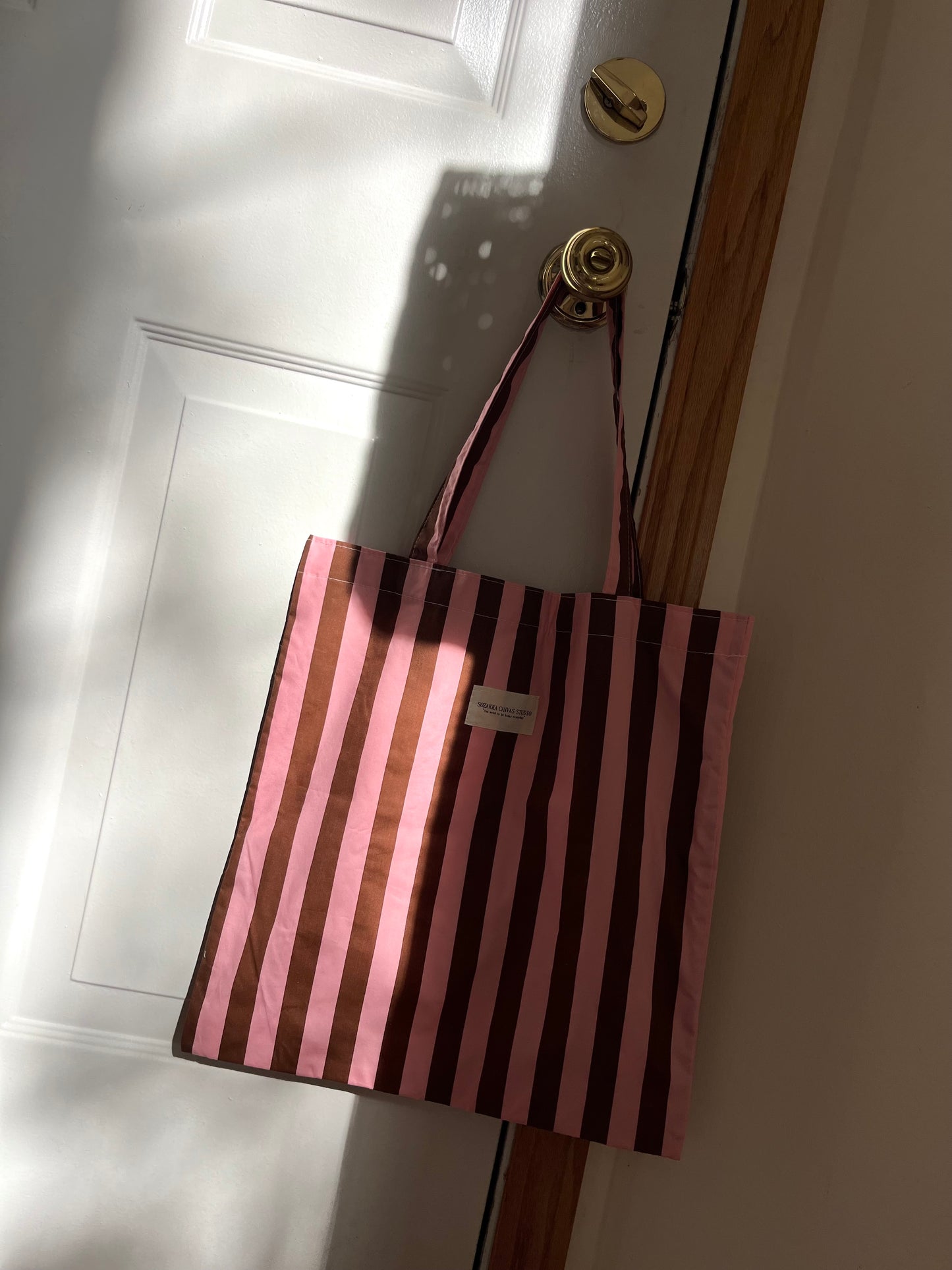 PINK&BROWNストライプバッグ