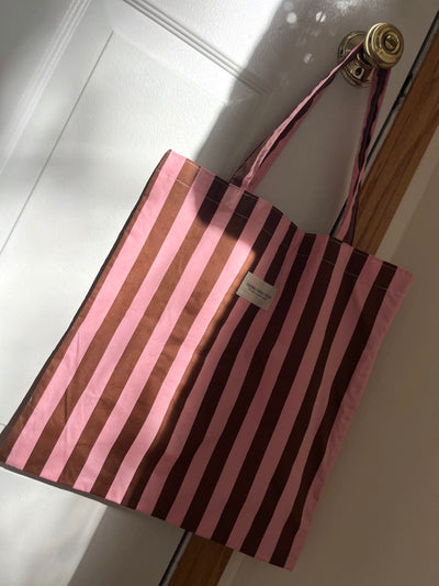 PINK&BROWNストライプバッグ