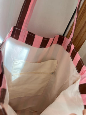 PINK&BROWNストライプバッグ
