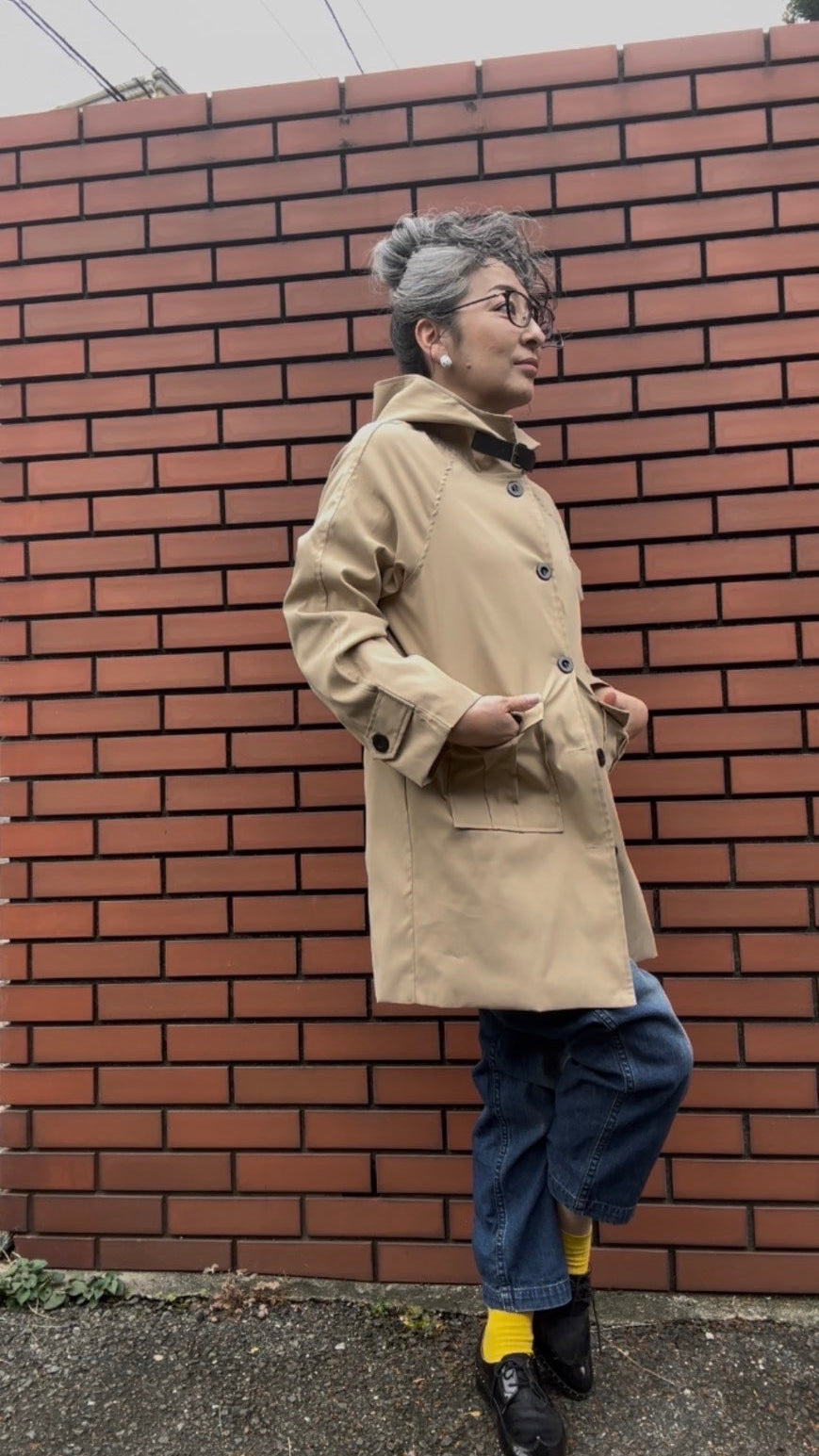 スタンドネックフードコート