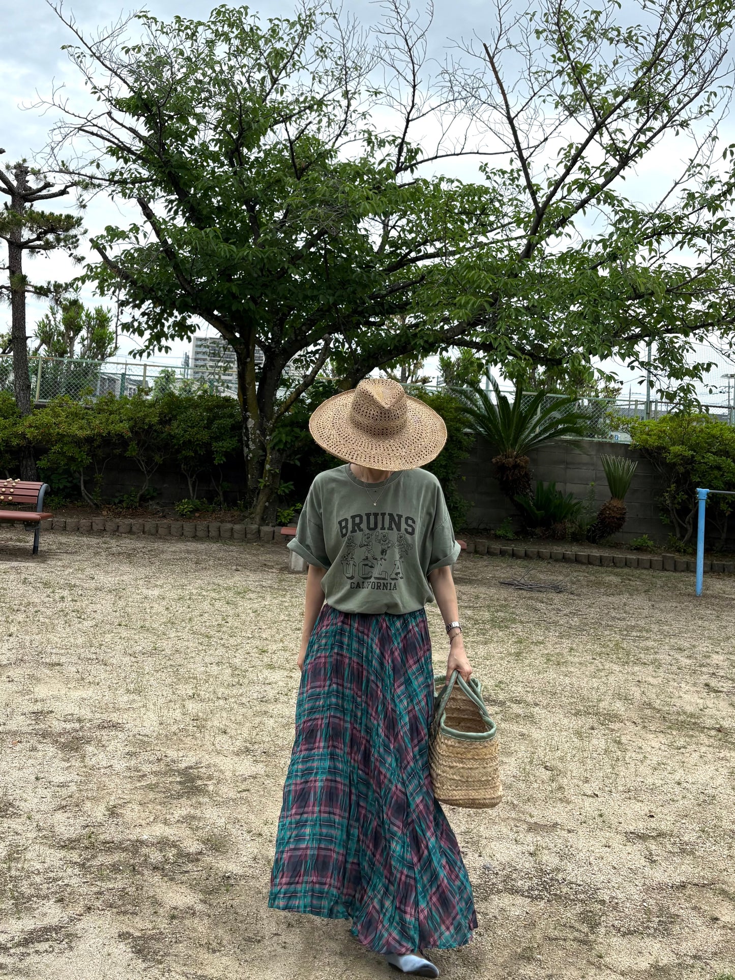 ワッシャープリーツチェックスカート