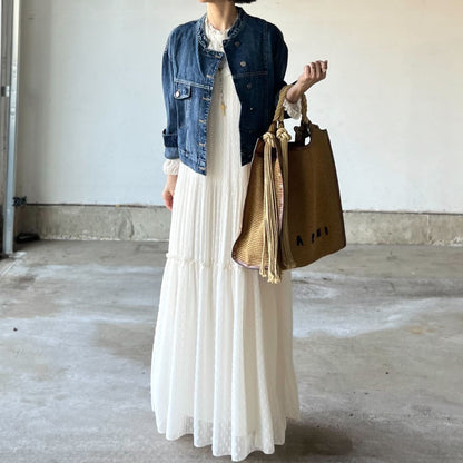 ドットジャガードシフォンワンピース