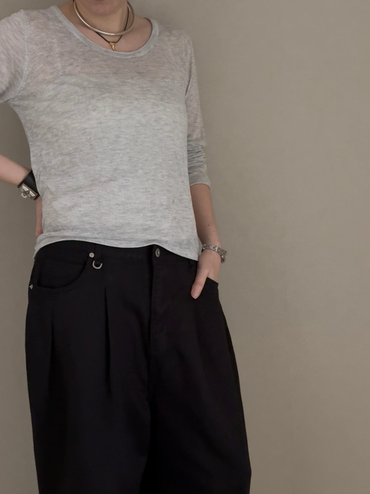 Dリングタックワイドパンツ