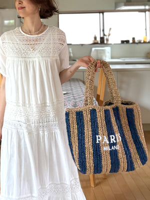 PARISストライプ メッシュトート