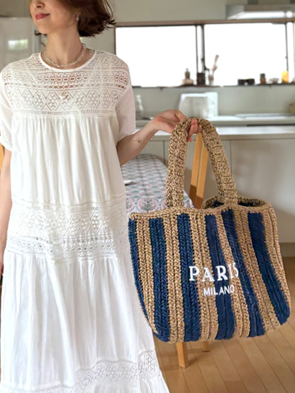 PARISストライプ メッシュトート