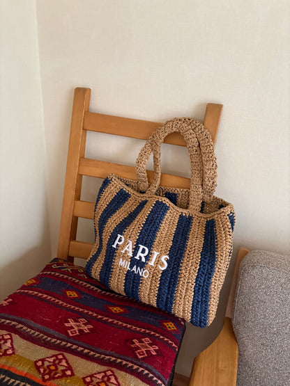 PARISストライプ メッシュトート