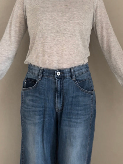 カットアウトヘムワイドデニム