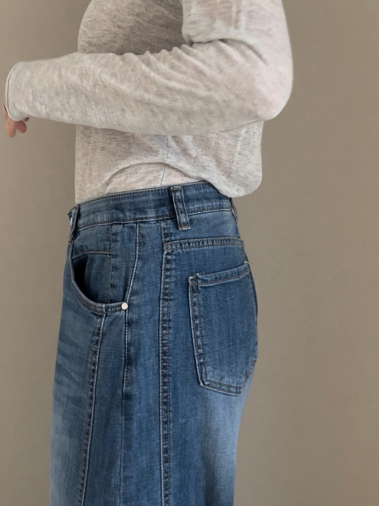 カットアウトヘムワイドデニム