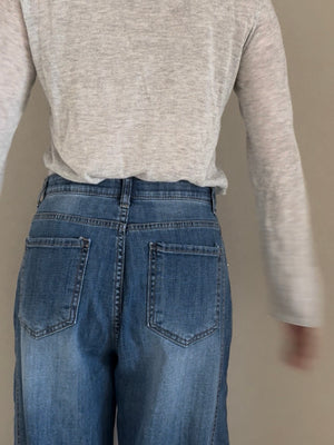 カットアウトヘムワイドデニム