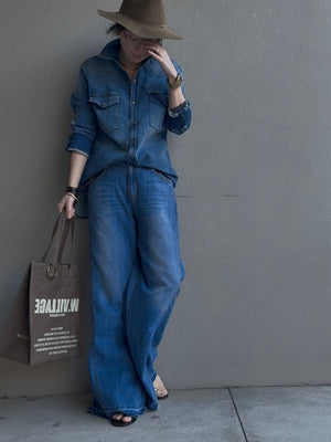 カットアウトヘムワイドデニム