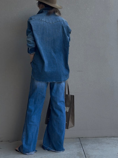 カットアウトヘムワイドデニム