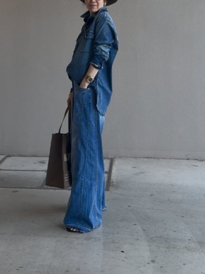 カットアウトヘムワイドデニム