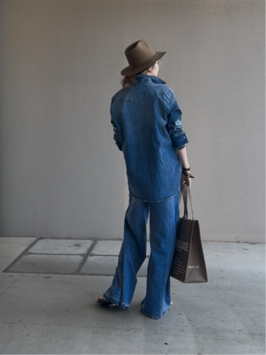 カットアウトヘムワイドデニム