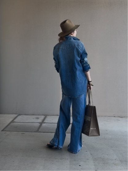 カットアウトヘムワイドデニム