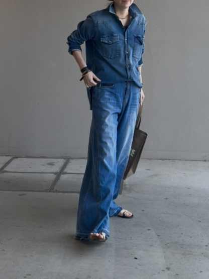 カットアウトヘムワイドデニム