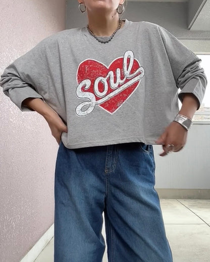 ハートオンロゴクロップロンT