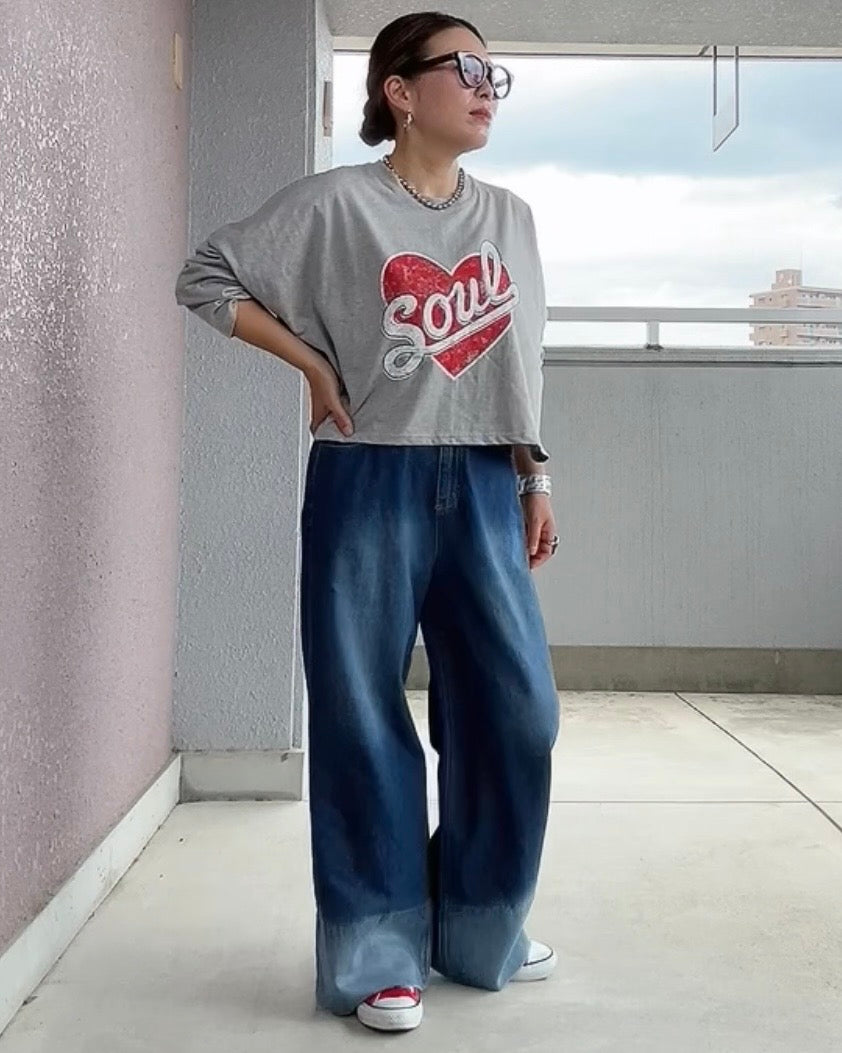 ハートオンロゴクロップロンT