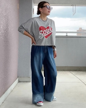 ハートオンロゴクロップロンT