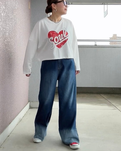 ハートオンロゴクロップロンT