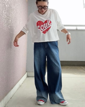 ハートオンロゴクロップロンT