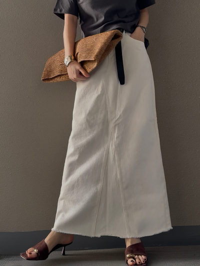 マキシロングデニムスカート