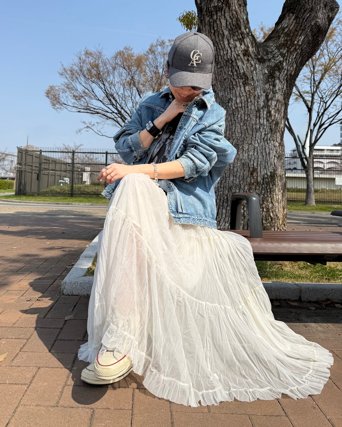 チュールティアードスカート