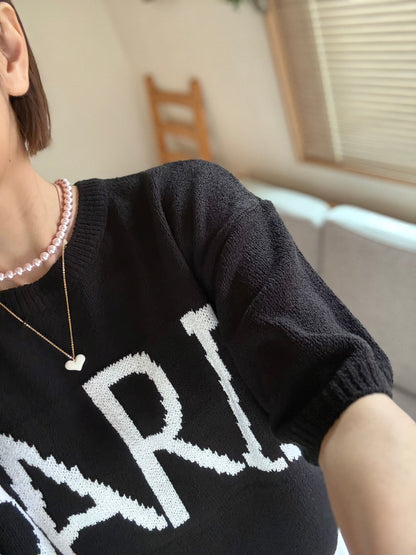 PARISビッグロゴ オーバーサイズニット