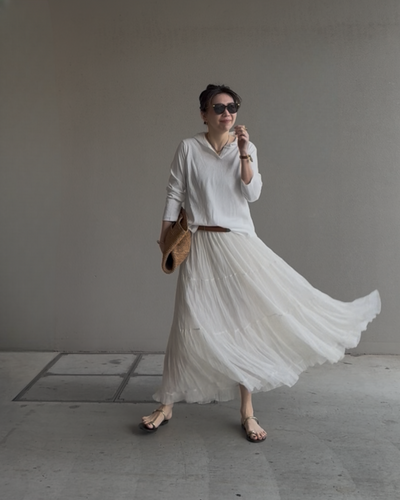 チュールティアードスカート