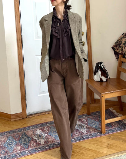 フリルネックボリュームスリーブブラウス