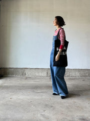 にゃっこ★CHECK&COFFEE デニムサロペット ブルー デニムサロペット – &DROBE (アンドローブ)