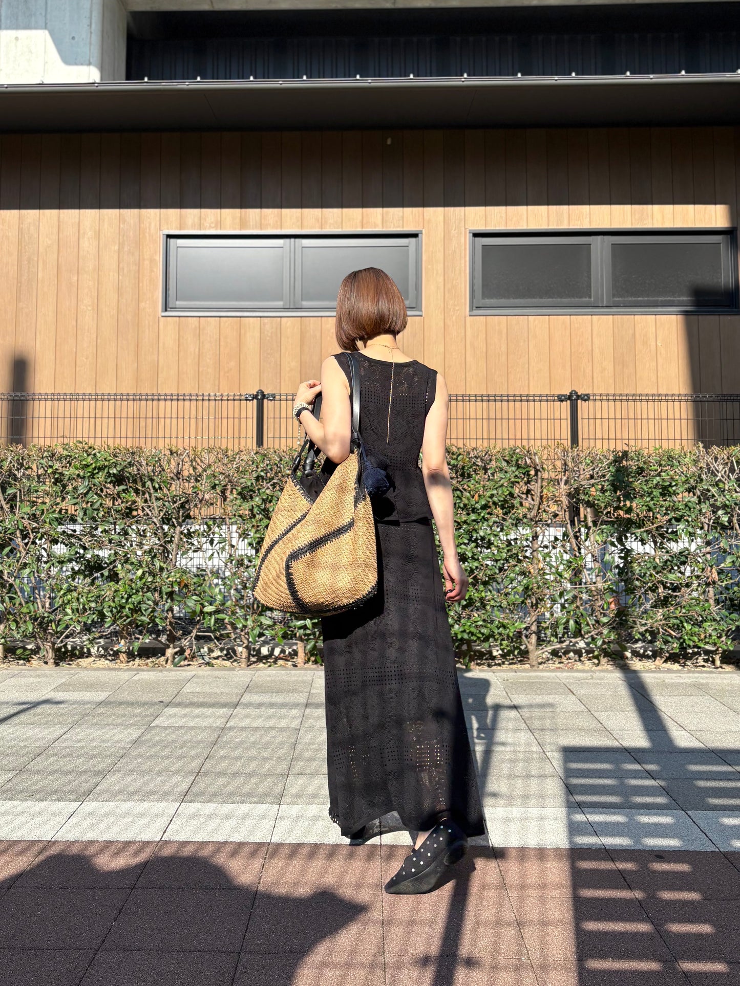 透かし編みレースニット ペプラムセットアップ