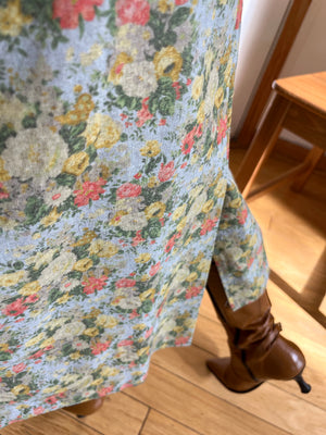 リネンコットン レトロフラワー ナロースカート