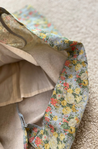 リネンコットン レトロフラワー ナロースカート