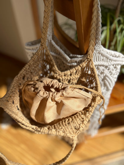 マクラメ編みボヘミアンバッグ