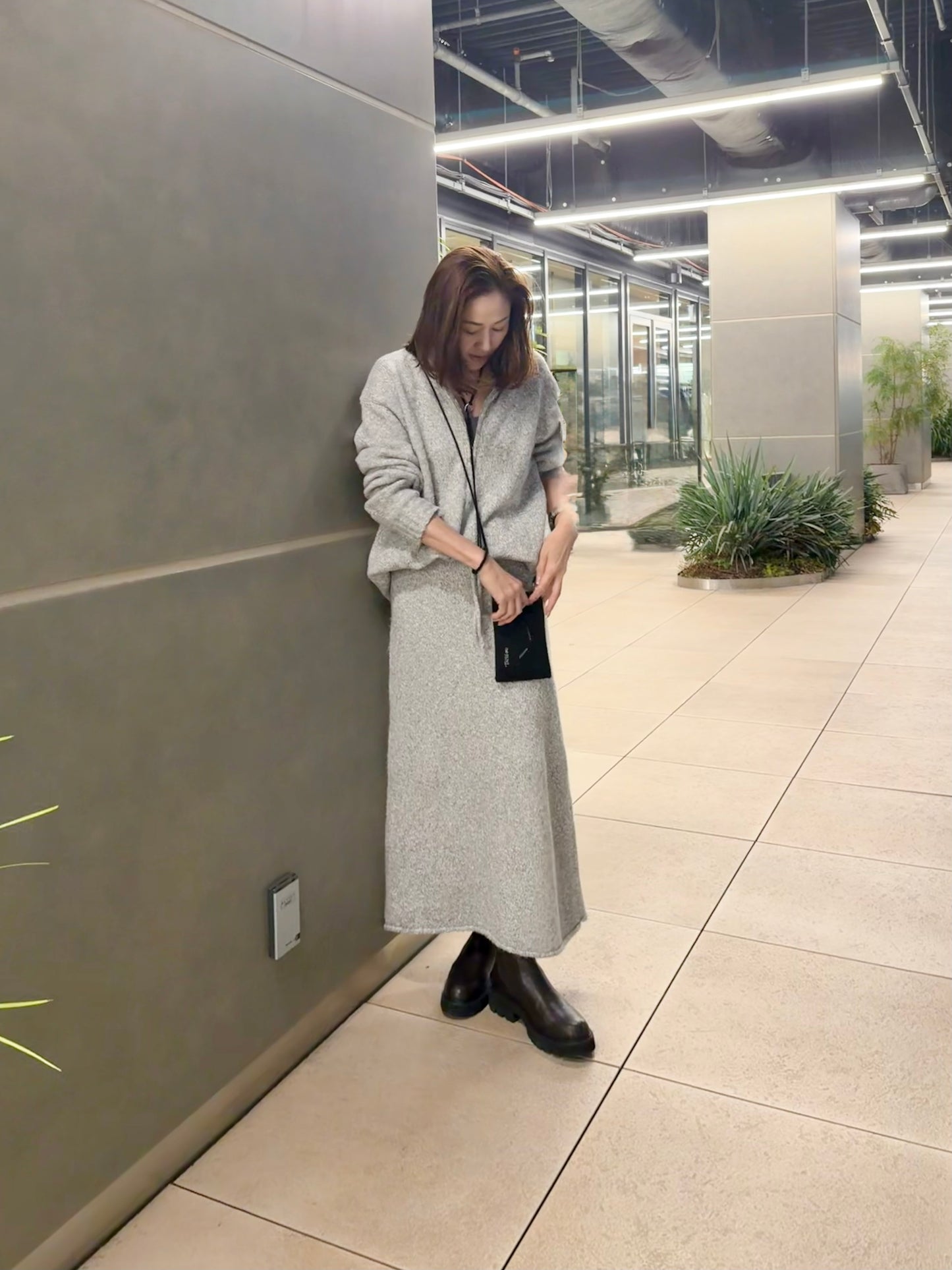 ハーフジップセットアップニット