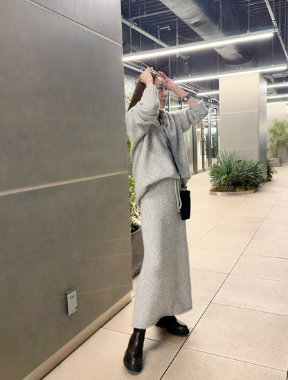 ハーフジップセットアップニット