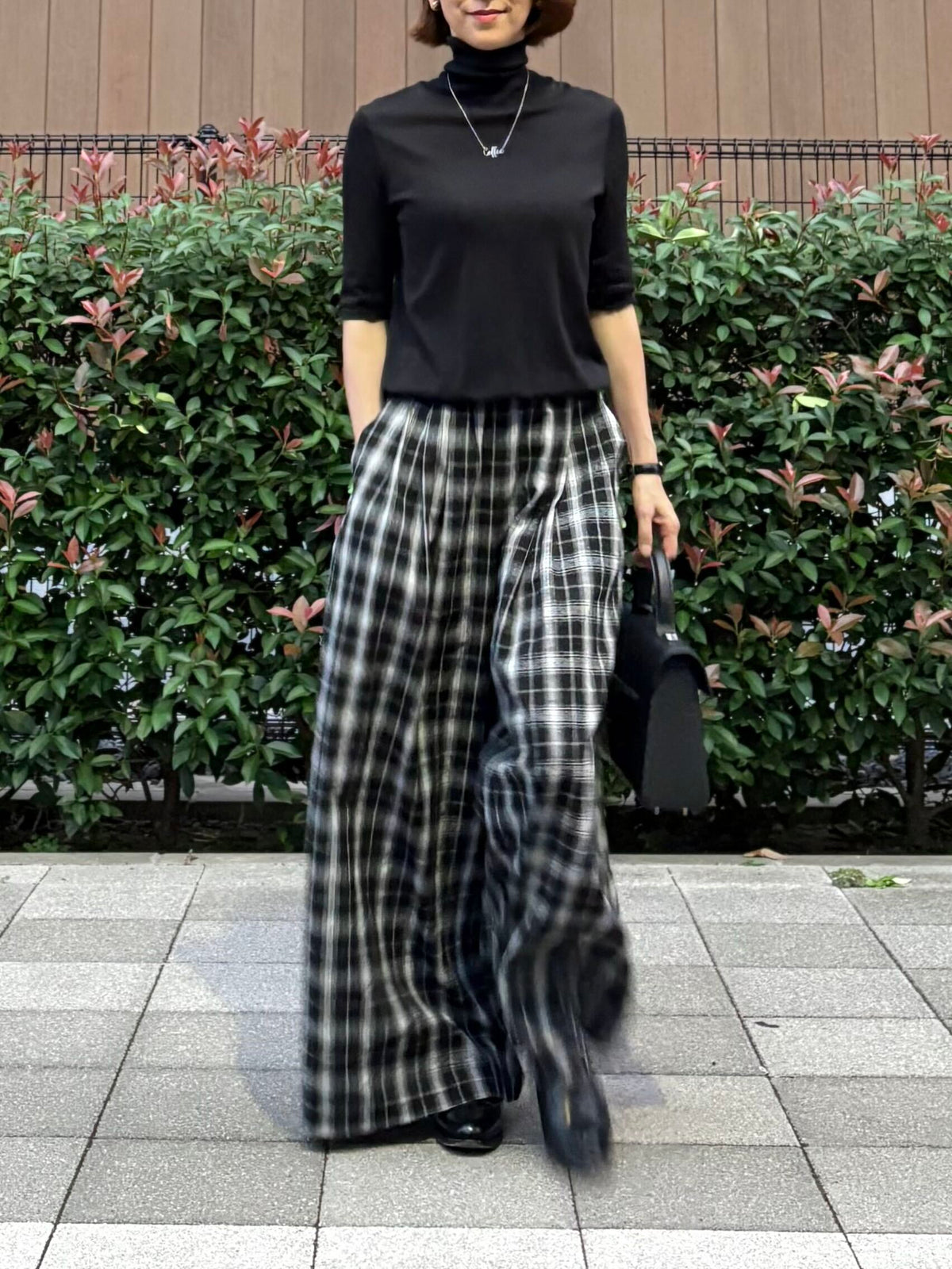 モノトーンチェック イージーワイドパンツ