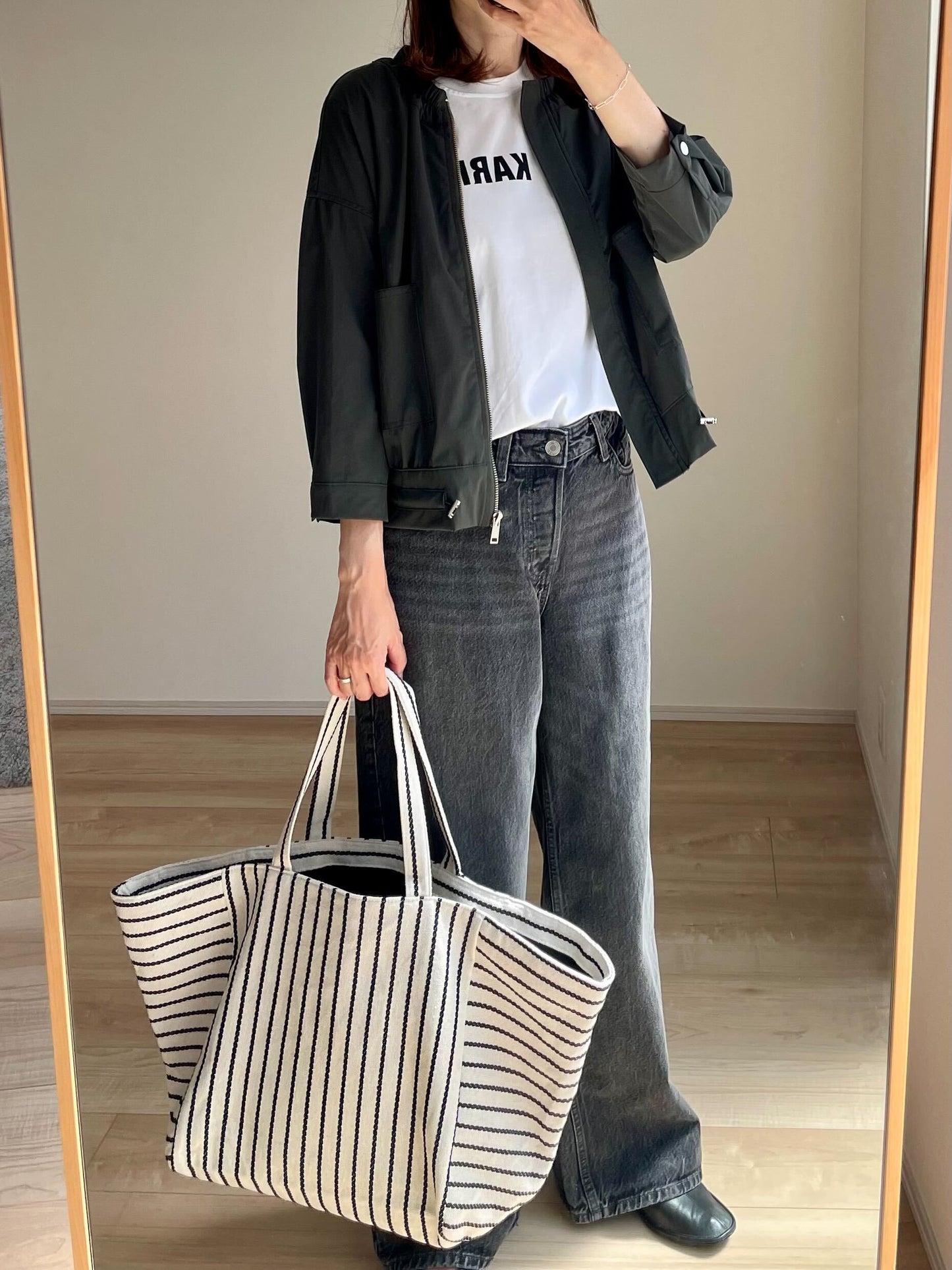 ストライプトートバッグ