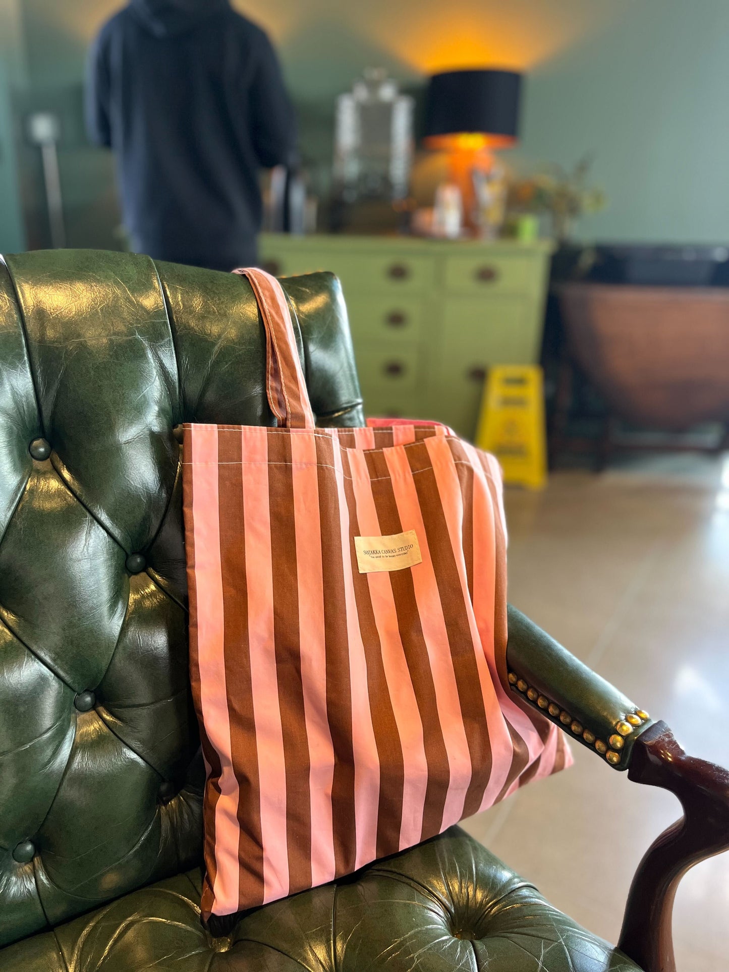 PINK&BROWNストライプバッグ