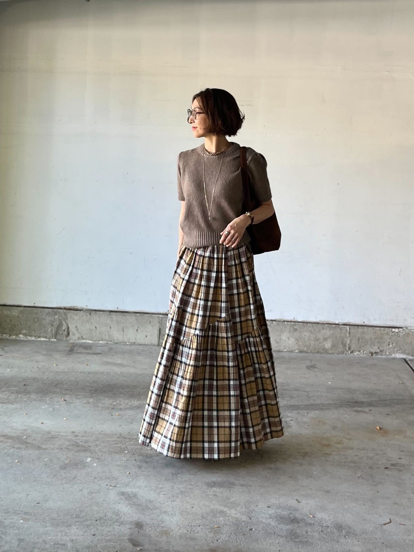 パフスリーブ半袖ニット