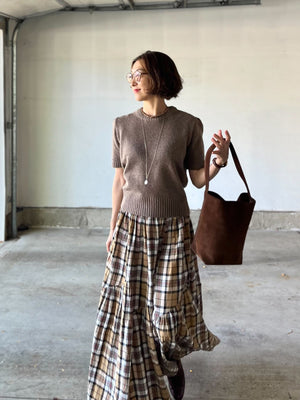 パフスリーブ半袖ニット