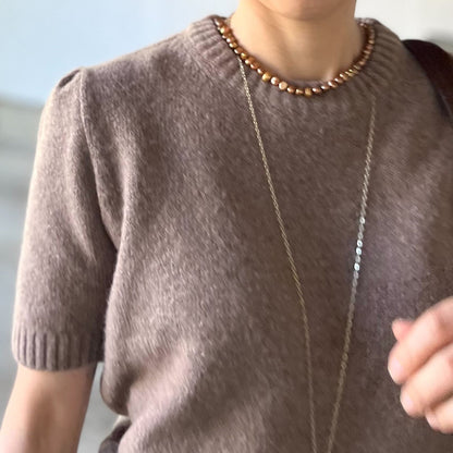 パフスリーブ半袖ニット