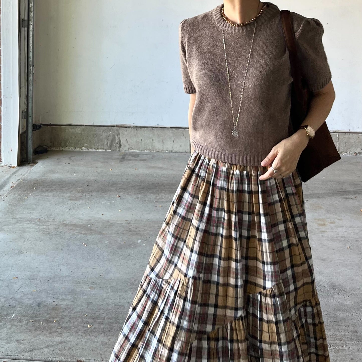 パフスリーブ半袖ニット