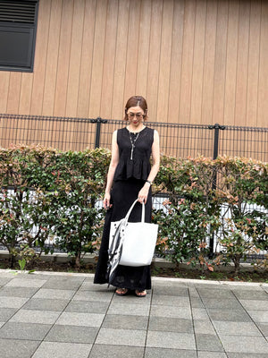 透かし編みレースニット ペプラムセットアップ